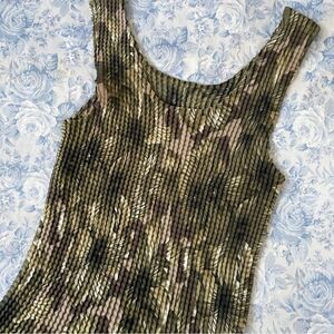Vintage Tank Plisse Crinkle Pleated Scrunch Mori Kei Whimsigoth Tropical Vaca